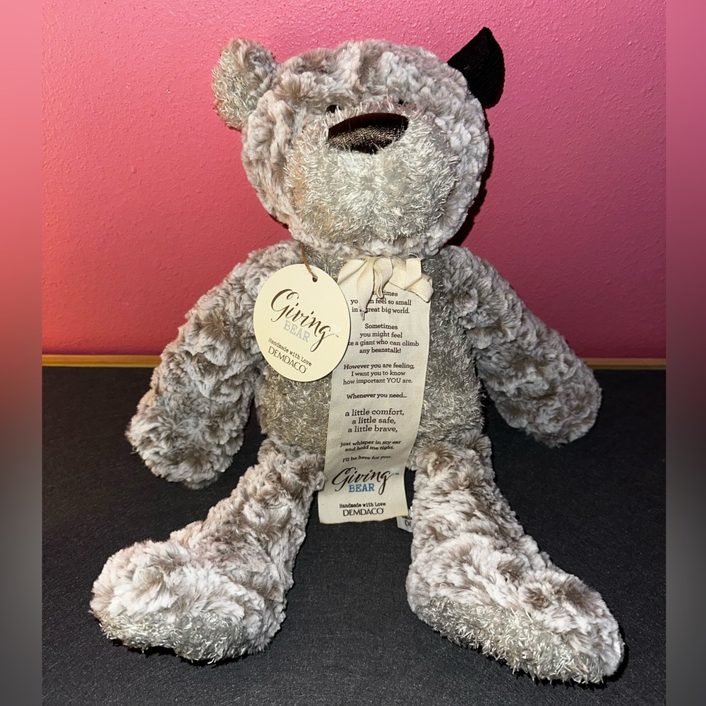 Demdaco Giving Bear in Cream and Gray